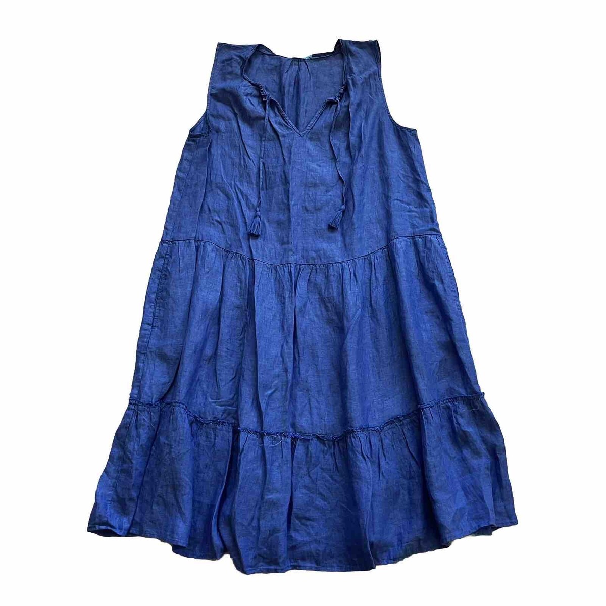 MCLAUGHLIN 100% LINEN CHRISTA TIERED SHIFT DRESS SIZE LARGE