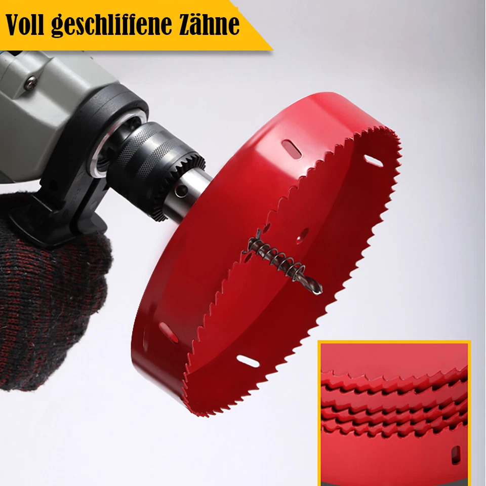 15mm-300mm Rot Lochsäge Bohrkrone M42 HSS Bi-Metall Bohrer Aluminium Eisen Holz - Bild 2 von 4