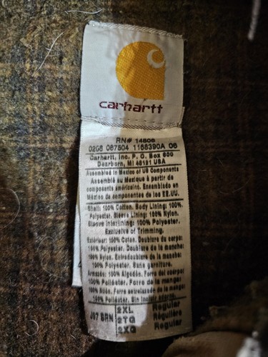 Vintage Carhartt Decke gefüttert Canvas Detroit Jacke J97 BRN Distressed Größe XXL - Bild 11 von 17