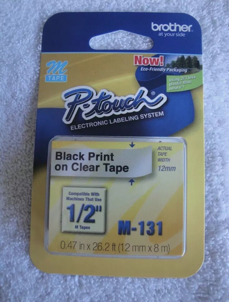 Brother M131 M 1/2" Black On Clear Ptouch Label Tape - Compatible With PT110