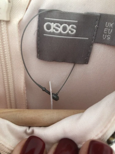 Asos Curve Dress Pale Pink Embellished With See Through Panel At Waist Size 20 - Picture 6 of 9