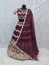 Latest Heavy Georgette Wine Lehenga Choli With Dupatta For Women Party Wear