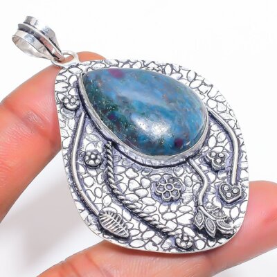 Rubin Fuchsit Edelstein handgefertigtes Geschenk 925 Sterlingsilber Schmuck A...