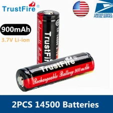 2PCS TrustFire Durable 900mAh 14500 Li-ion batteries 3.7V Charging Battery