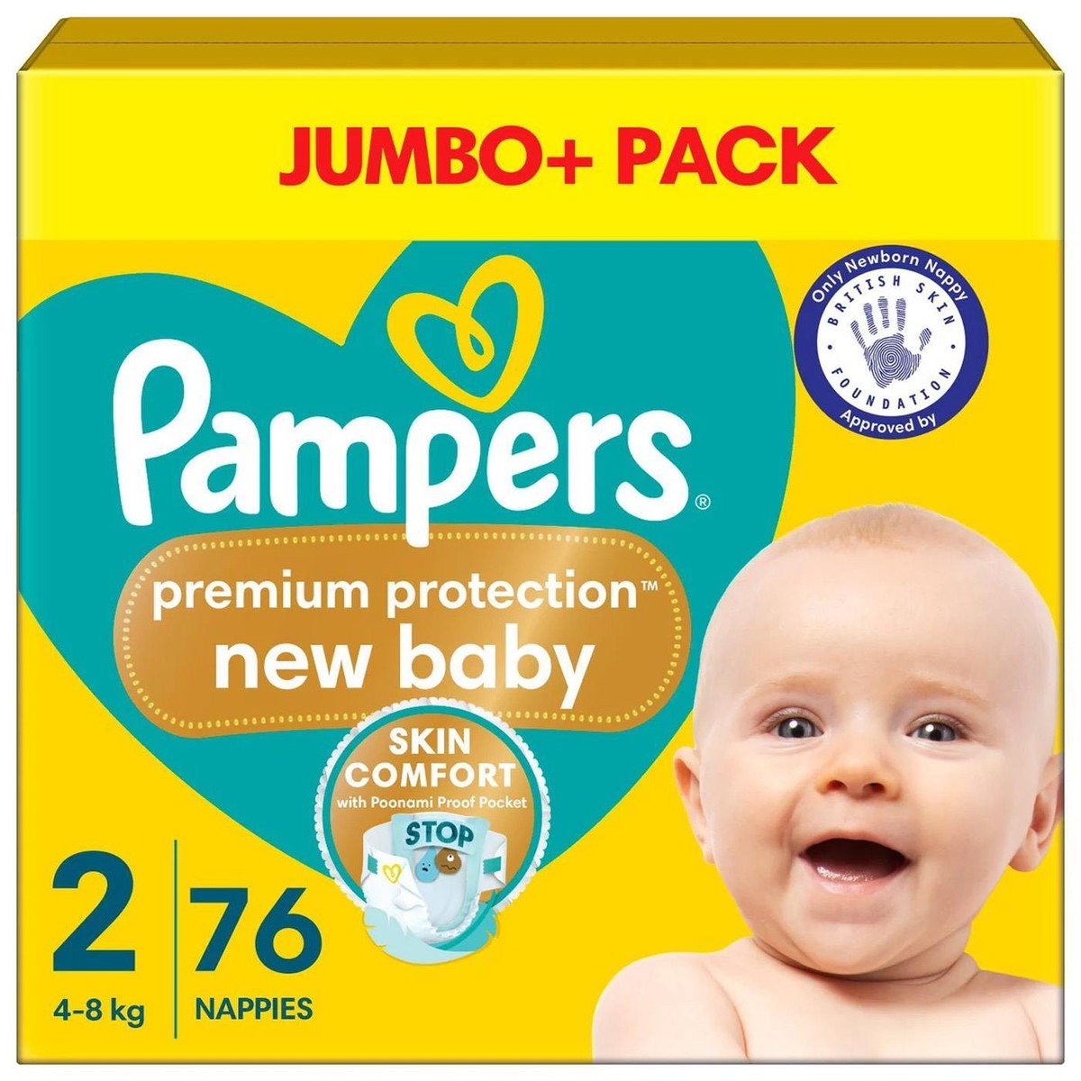 Pampers New Baby Size2 Nappy 4-8Kg Premium Protection Soft Jumbo+