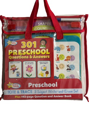 Active Minds - Preschool Tote & Trace 3 Subject Write-and-Erase Wipe Clean Set