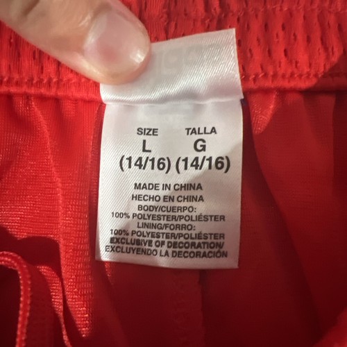 Adidas Mesh Shorts Youth Large Red Three Stripes 100% Polyester EUC - Picture 5 of 5