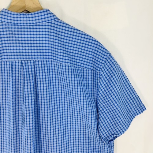 Camicia Tommy Hilfiger XL vestibilità classica Seersucker abbottonata manica corta bandiera blu - Foto 12 di 15