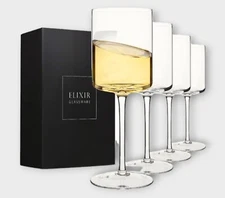 Elixir Glassware Handmade Crystal Wine Glasses Perfect Gift Lead Free Set of 4