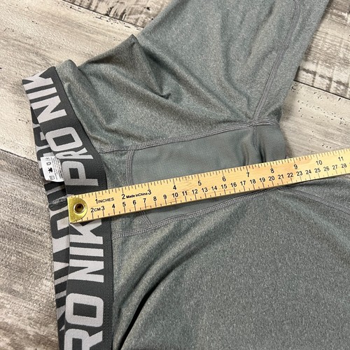 Nike Pro Tights Boys Large Gray 3/4 Training Dri-Fit Spandex Heather Youth - Picture 7 of 10