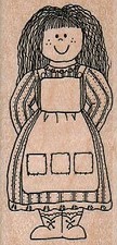 Patchwork Girl Lg 2 1/4 x 4 1/2" Rubber Stamp, Girl Stamp, People Stamp