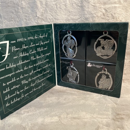 1998 Longaberger Pewter Angel Ornament Set - Peace Hope Love Joy - Item #71757 - Picture 2 of 2