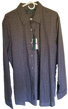 Perry Ellis Men's Long Sleeve Stretch Button Down Patterned Shirt 2XLT NWT