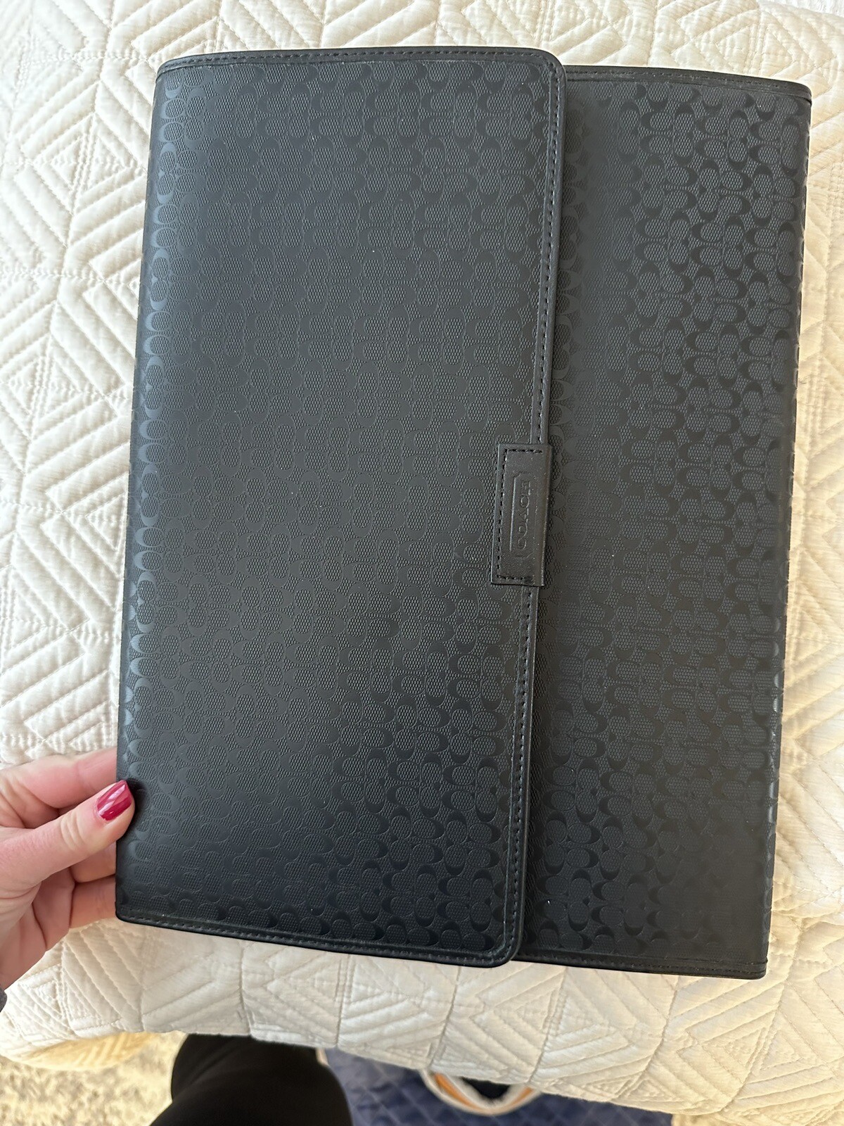 Coach Heritage Signature Notepad Portfolio Agenda Bla… Gem