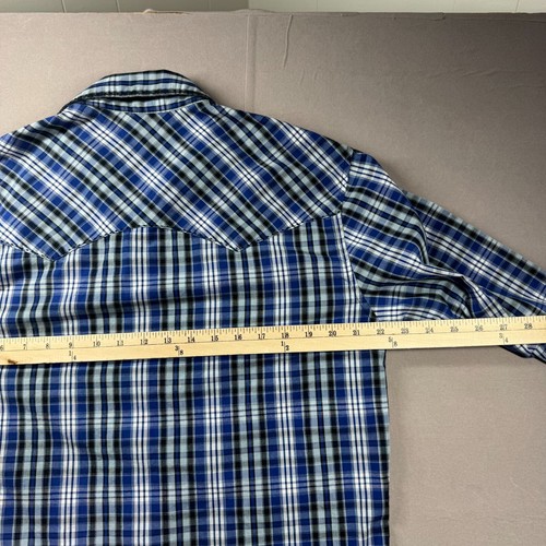 Camicia Wrangler uomo blu medio perla a quadri a scatto western rodeo cowboy Yellowston - Foto 9 di 10