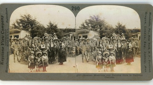 Mexican Musicians & Dancing Girls Costume Mexico Keystone Stereoview - Picture 2 of 3