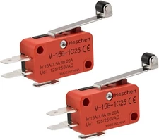 V-156-1C25 Micro Limit Switch Long Hinge Roller - 2 Pack
