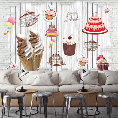 3D Ice Cream Cake ZHUA8383 Wallpaper Wall Murals Removable Self-adhesive Ann