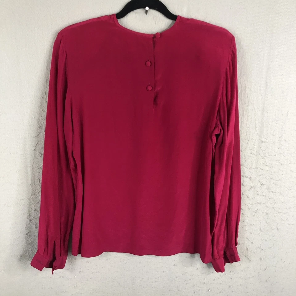 Top Kasper ASL Mujer 8 Rosa Baya 100% Seda Años 80 Vintage Oficina Clásico Secretaria Foto 2 de 4