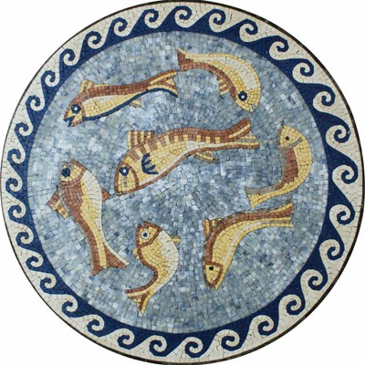Medallion Round Decor Ocean Life Beauty Interior Home Marble Mosaic