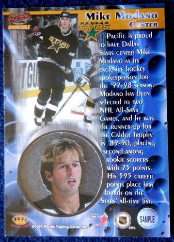 Mike Modano Pacific Dynagon sample / promo card 1997 -98, Stars - Picture 2 of 2