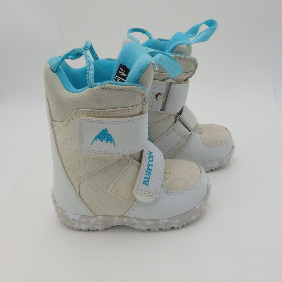 Burton Mini Grom Snowboard Boots White Blue Kids Youth Size 9c eBay
