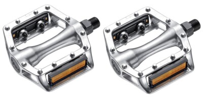 Freeride Pedale Bmx Mtb Aluminium Flat mit Pin Silber 9/16 14mm