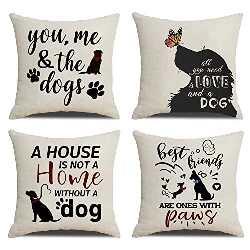 Throw Pillow Covers Pillow Cases Pet Paw Pillowcase Cotton Linen Animal