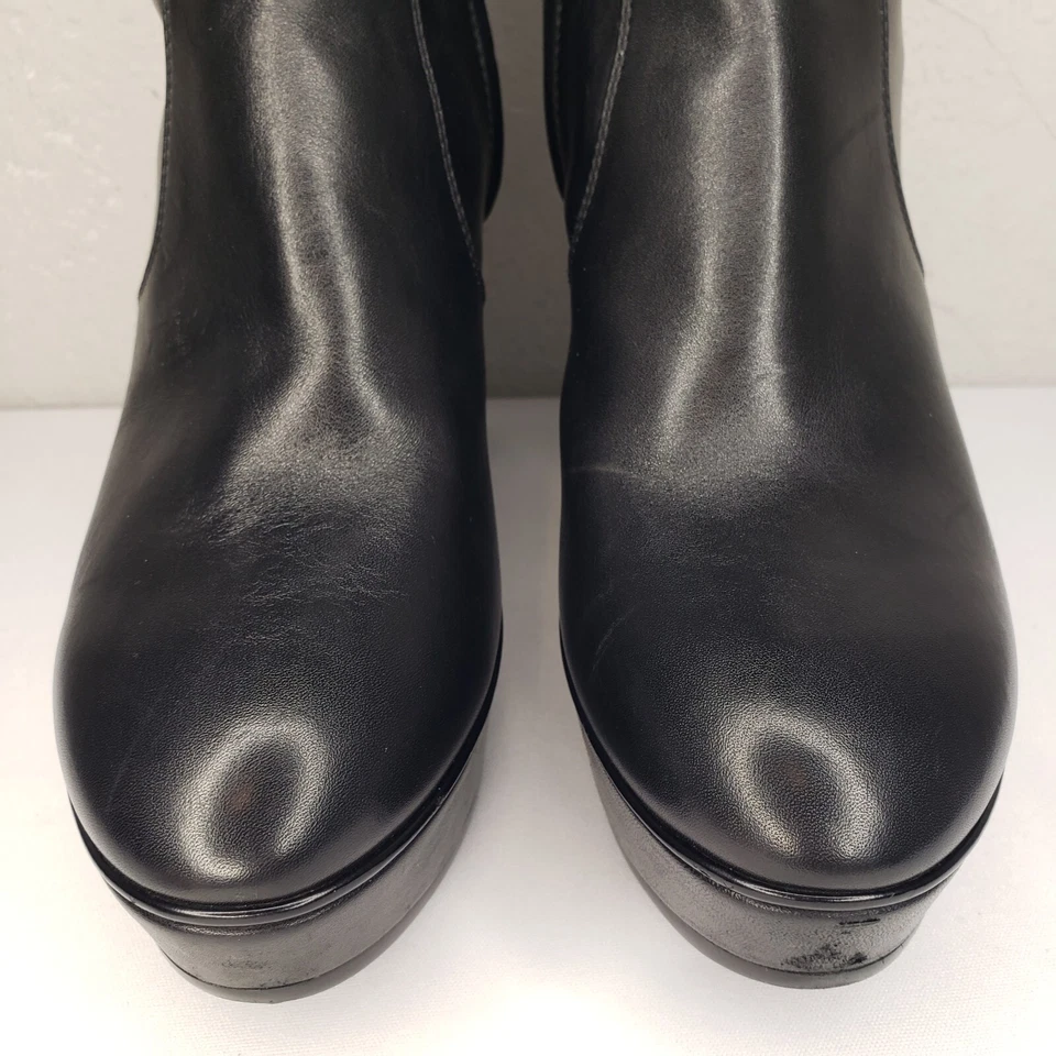 Tod's Womens Boots Size 40 EU Black Platform Leather Wedge Ankle Boot Side Zip - Image 2 of 4