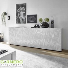 Madia 4 ante bianco con serigrafia credenza design moderno salotto MARVIS