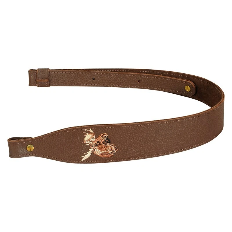 Levy's Outdoor Garment Leather Cobra Rifle Sling with Moose Design Embroidery
