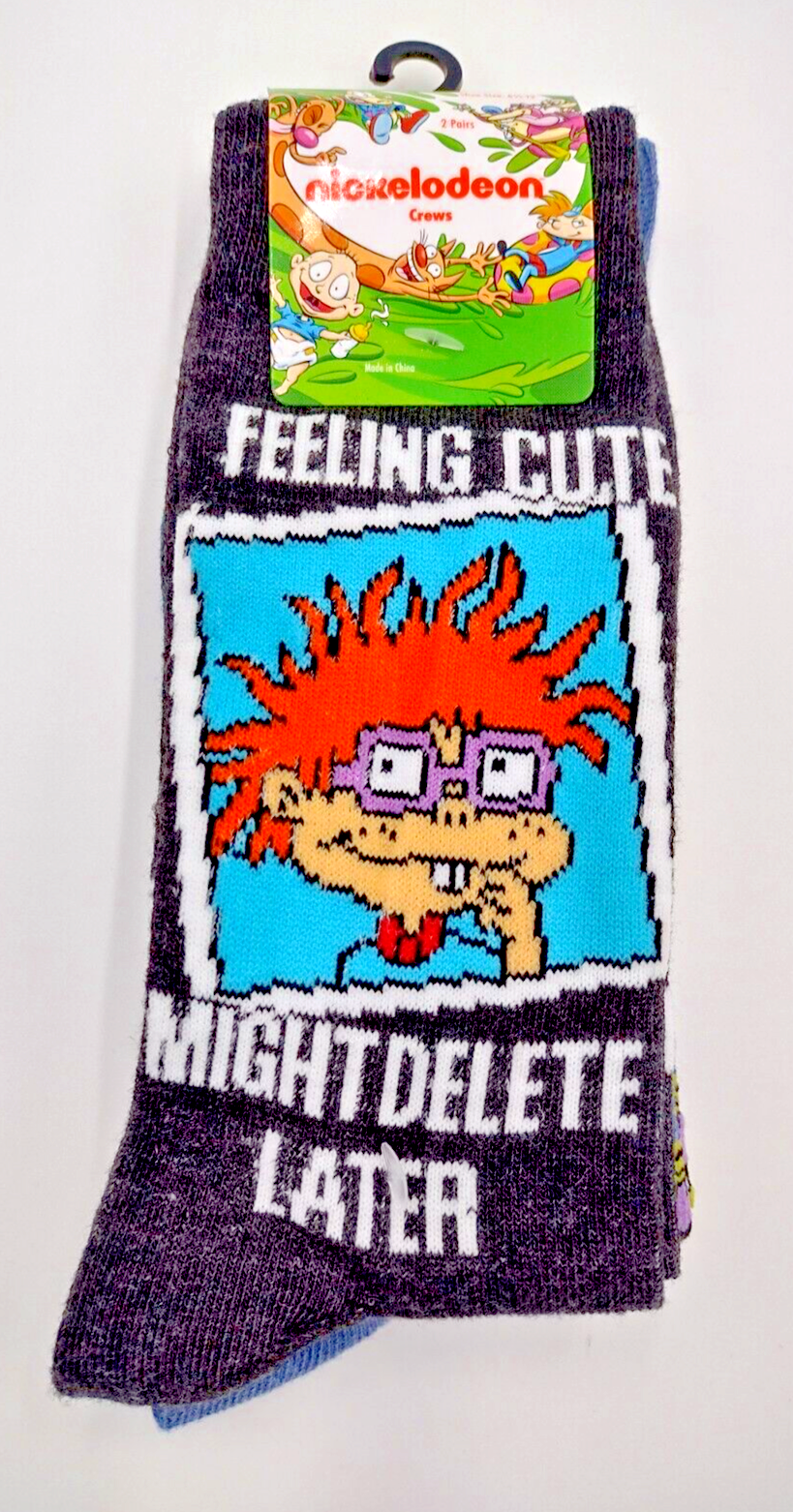 Rugrats Crew Socks Novelty Reptar Unisex Men's Shoe Size 6.5 to 12 Nickelodeon-image
