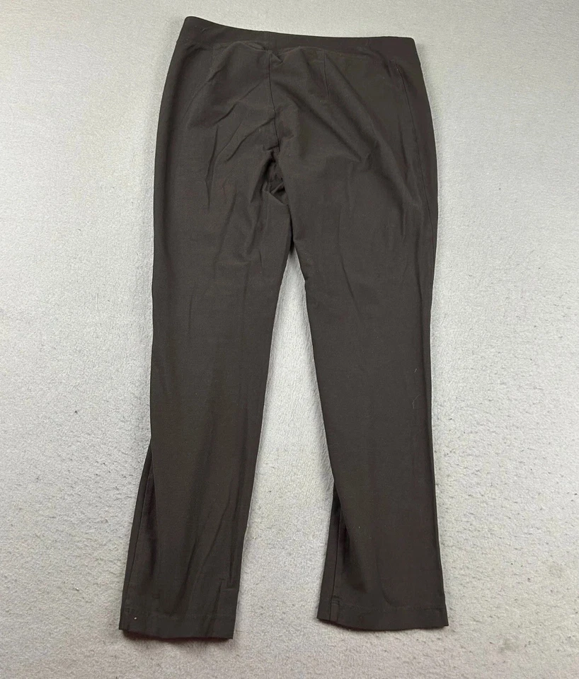 Pantalones Eileen Fisher para mujer pequeños marrones elásticos frente plano pierna recta tirar Foto 3 de 4