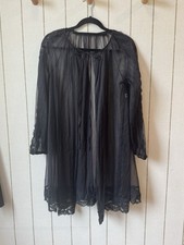 Vintage Gotham Sheer Lace Robe Peignoir Black Small Women s Lingerie Goth