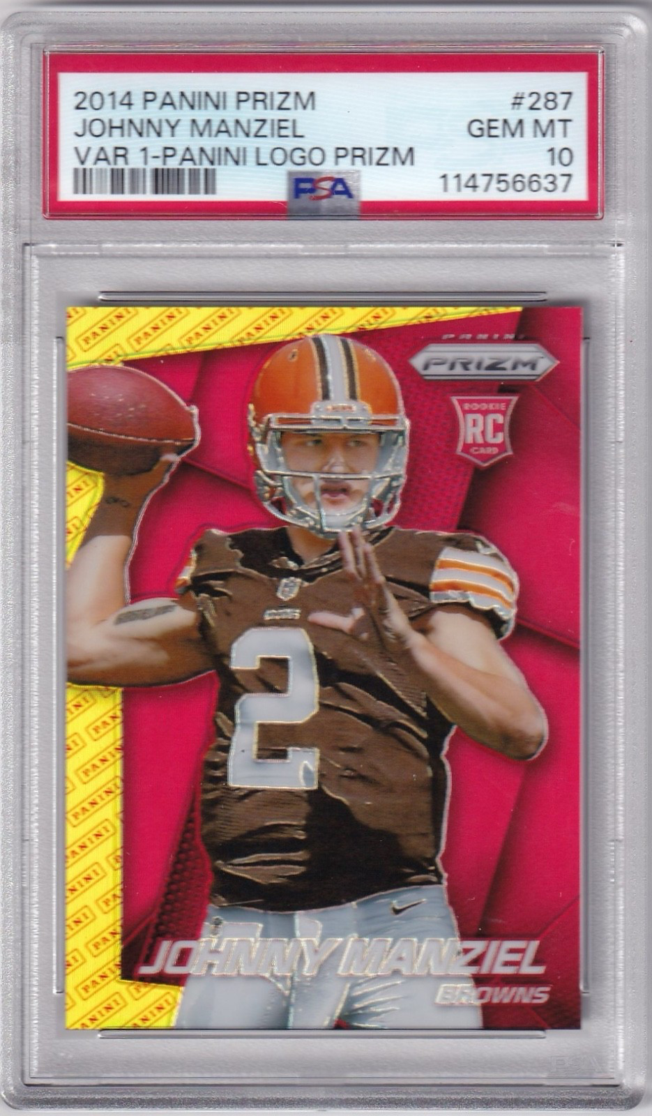 2014 Panini Prizm - Johnny Manziel - Panini Logo Prizm #287 (Rookie) *Pop 5*