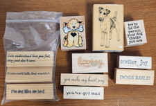 Wood Rubber Stamps Lot Of 11 - Dog Various Themed Stamps