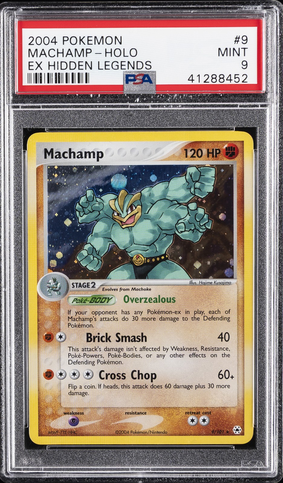 2004 POKEMON EX HIDDEN LEGENDS #9 MACHAMP-HOLO PSA 9