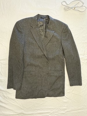 Brooks Brothers Sport Coat Mens 44R Gray Herringbone Lambswool Tweed 2 Button