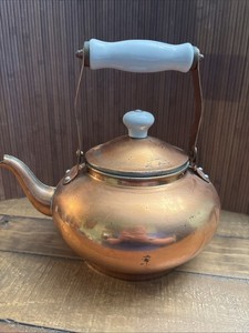 Tayee Vintage Copper Tea Kettle with White Porcelain Handle