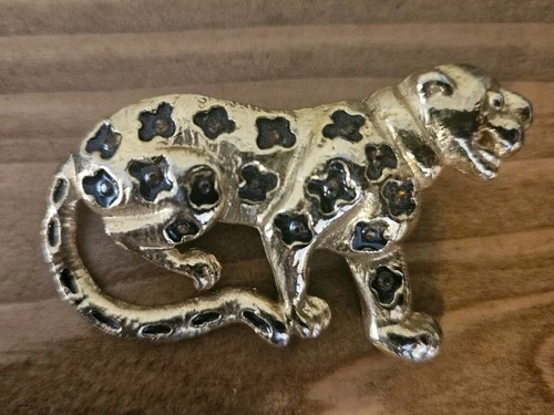 Vintage Jaguar Leopard Gold Toned Brooch Pin/pendant Metal Costume Jewelry