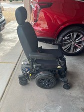 Quantum Power Wheelchair Black Joystick Cup Holder Headrest 6 Wheels Electric