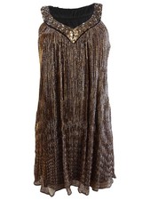 Donna Ricco Women's Sequined Metallic Shift Dress (2P, Black/Gold) 670326058131