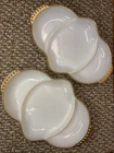 Vintage Anchor Hocking Fire King Milk Glass  Relish Dish Tray Gold Trim Set Of 2