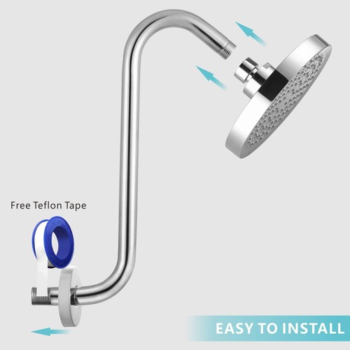 Nuodan Shower Head Extension Arm with Flange, S Shaped High Rise Gooseneck Sh... - Picture 6 of 7