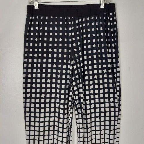 New Directions MEDIUM Black White Ombre Square Straight Mid Rise Pull-Up Pants - Picture 2 of 11