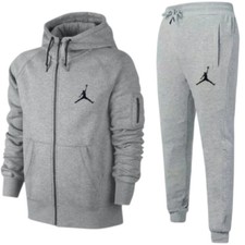 Men's Jordan Grey Tracksuit Set - Zip Hoodie  Joggers Athletic Streetwear