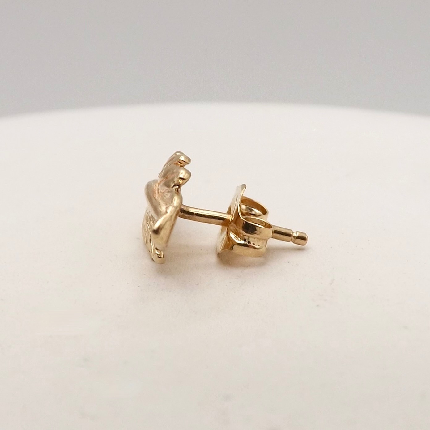 Solid 14k Gold Leaf Feather Single Stud Earring O… - image 4