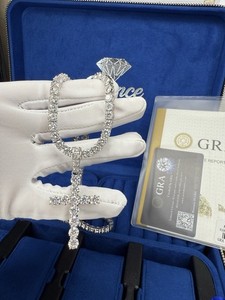 Authentic ✅Jesus Cross Pendant 5MM Tennis Chain White Gold Plated Jewelry