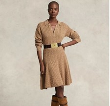 NEW W/ TAGS POLO RALPH LAUREN CABLE KNIT WOOL CASHMERE SWEATER DRESS - M $598