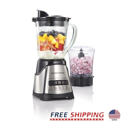 Power Elite Smoothie Blender 700W 2-in-1 Glass Jar Food Processor Chopper New